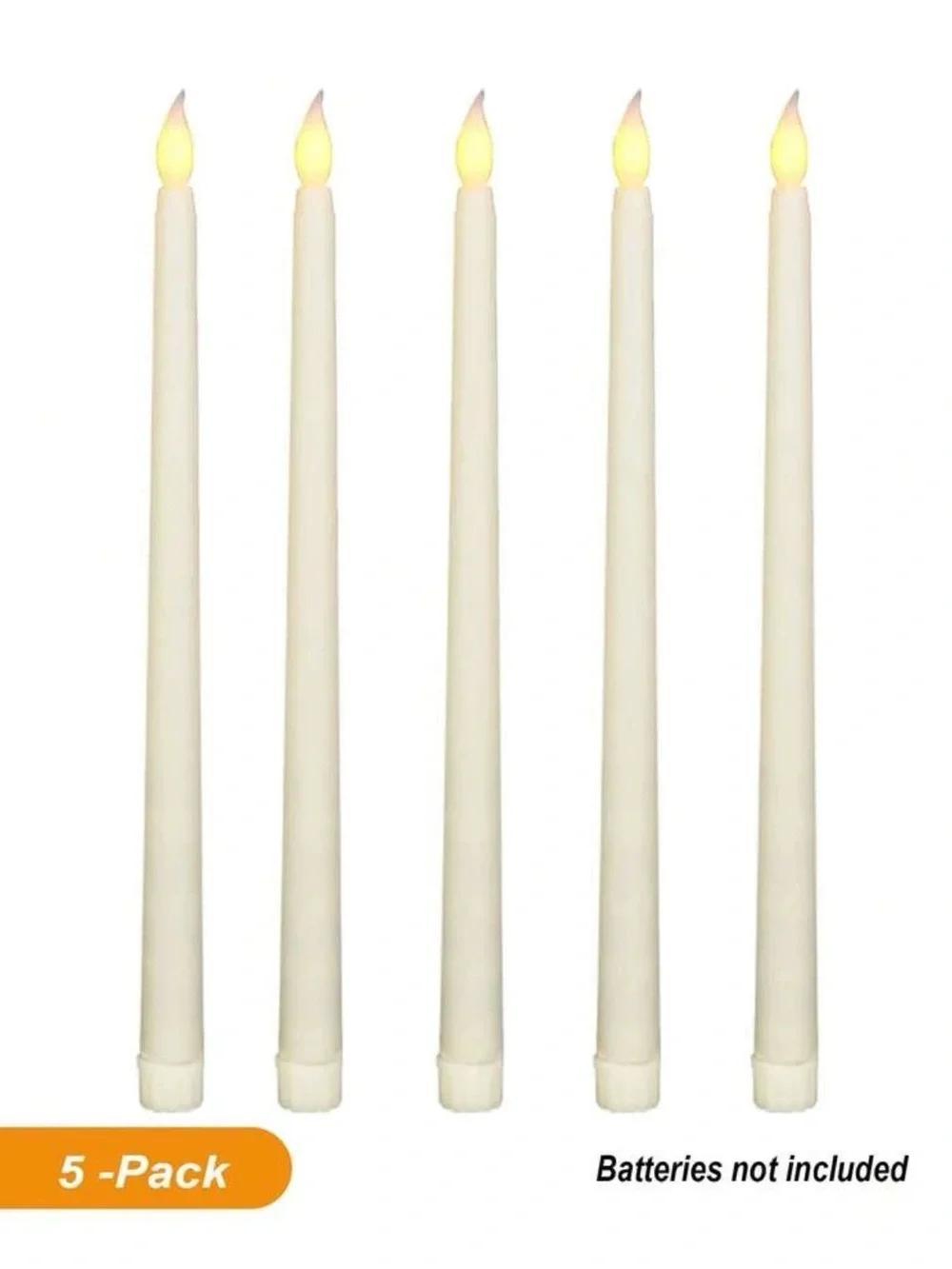 5-Pack White LED Flameless Taper Candles for Home, Parties or Weddings